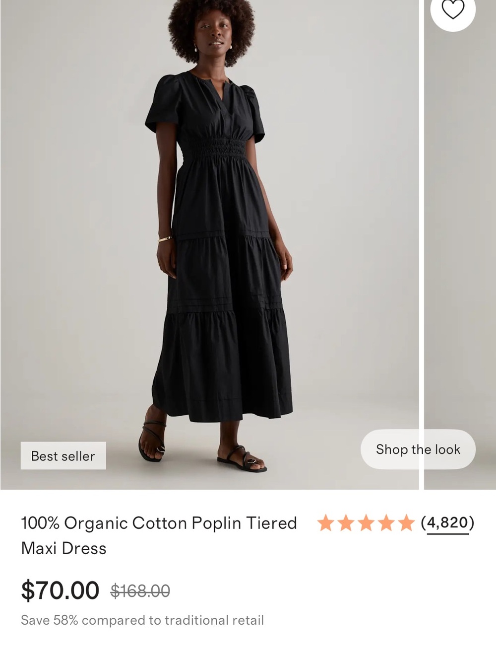 Quince Black Tiered Maxi Dress xs EUC